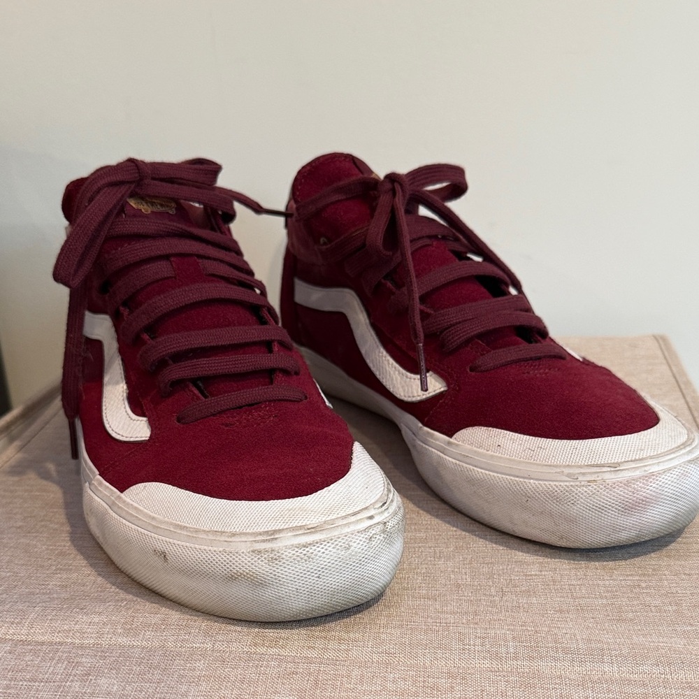 Vans Style 112 Mid Pro in Burgundy/White Shoes in Original Box - Picture 5 of 13